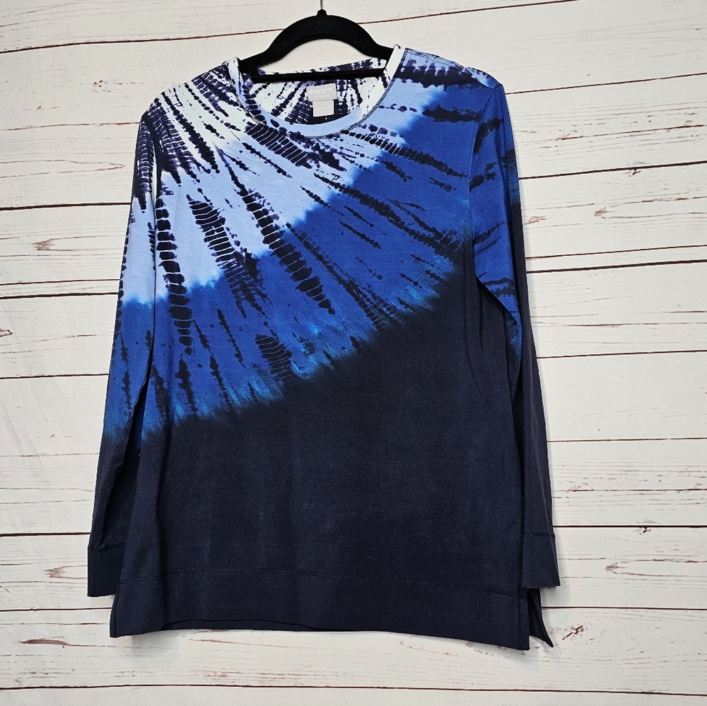 Chico's Zenergy Tie Dye Ombre Long Sleeve Top